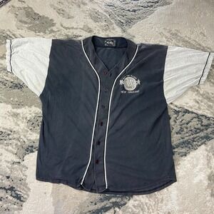 Vintage Hard Rock Cafe New Orleans Baseball Jersey Mens Medium Black White Logo